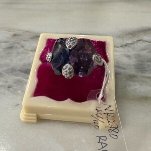 NADRI two tone Elegant Purple and Blue tourmaline Ring with Silver Accents